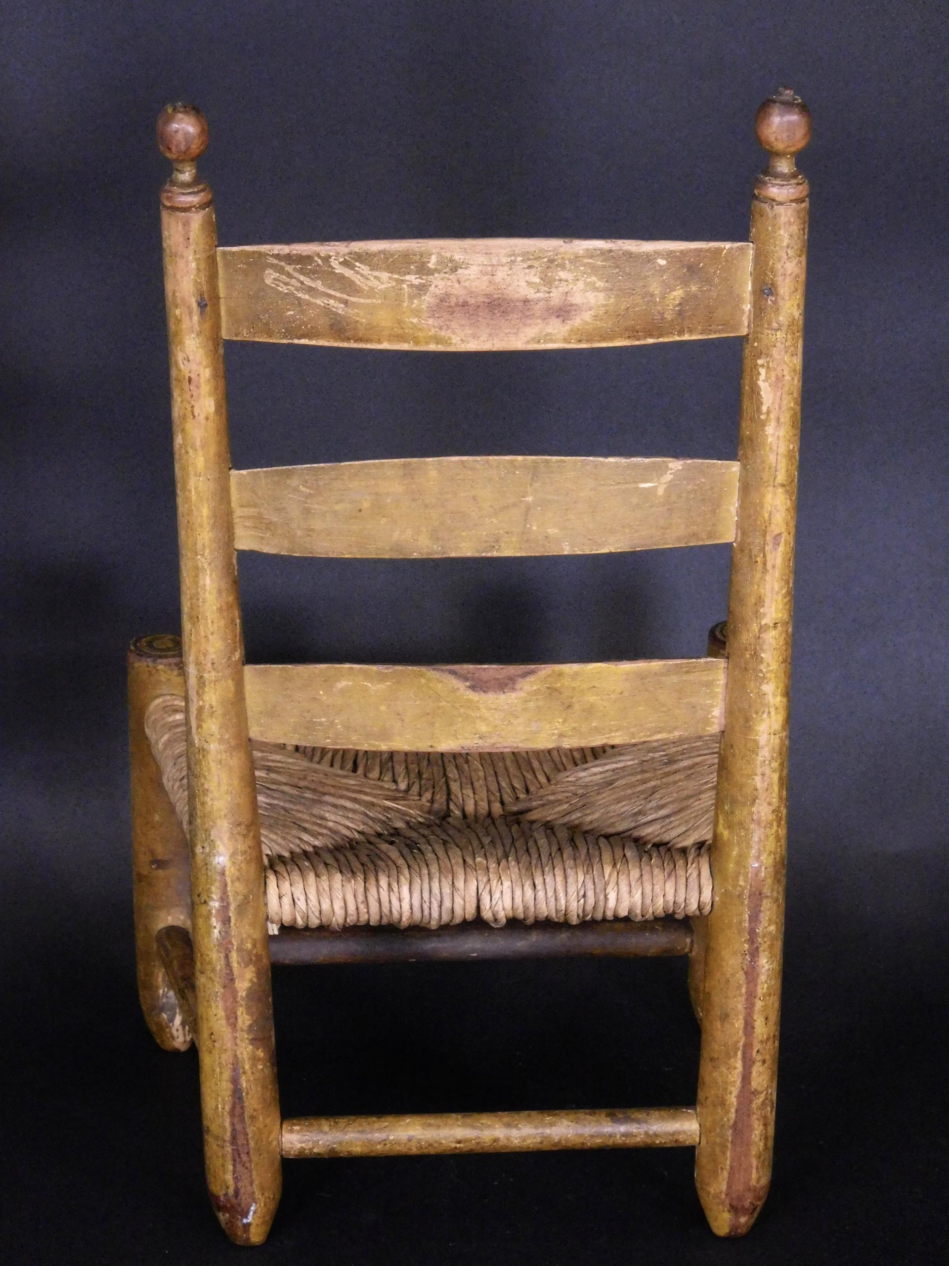Yellow Painted Miniature Ladder Back Chair Steven F. Still Antiques