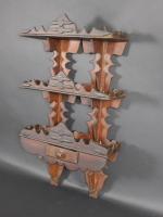 Carved And Painted Folk Art Wall Shelf