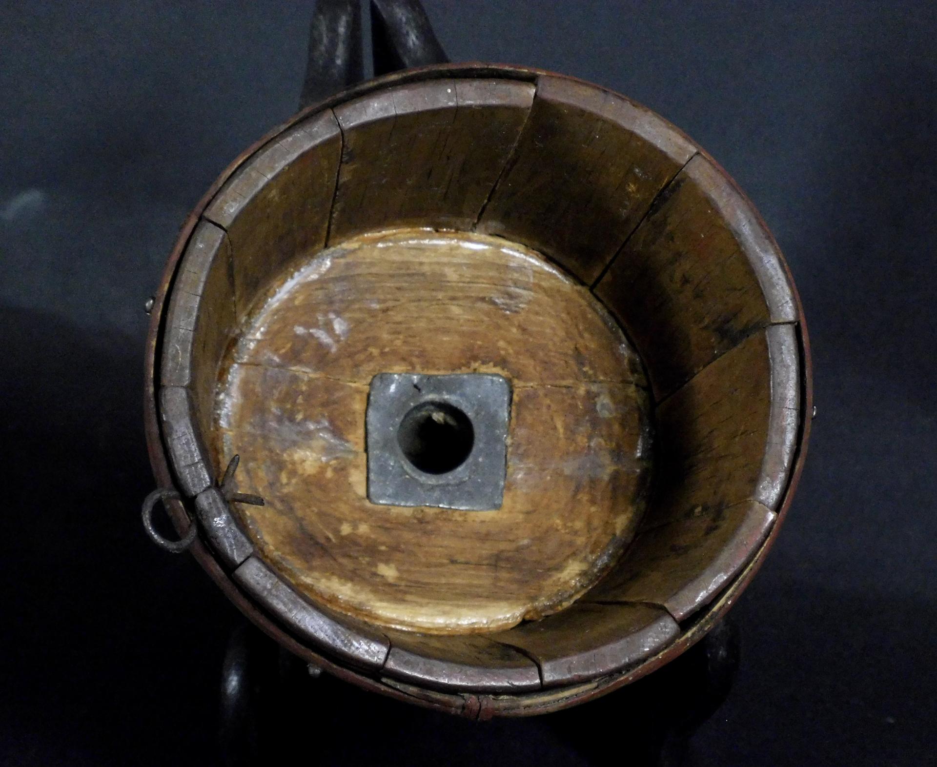 Wood and Pewter Funnel In Original Red Paint Steven F. Still Antiques