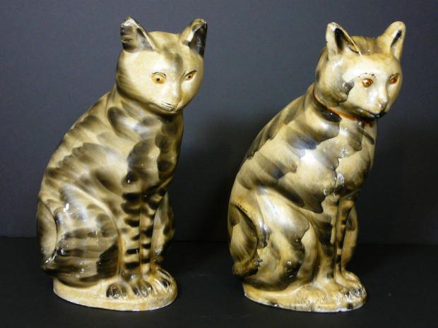 Large Pair OF Chalkware Cats