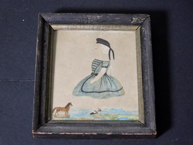 Watercolor Of A Child With A Horse Pull Toy