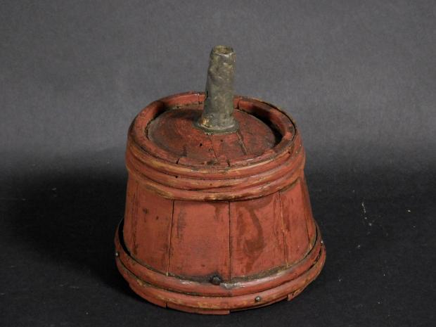 Wood and Pewter Funnel In Original Red Paint
