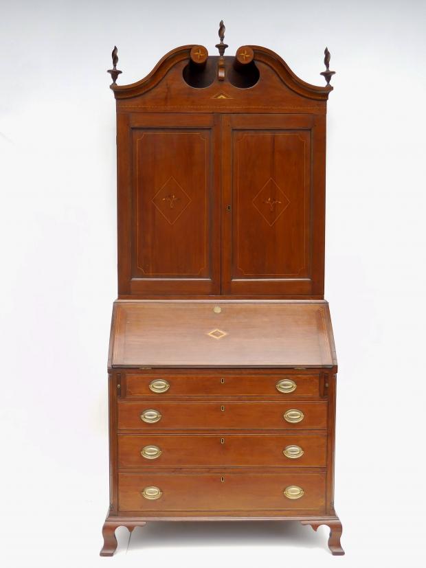 Cherry Bonnet-Top Desk and Bookcase 