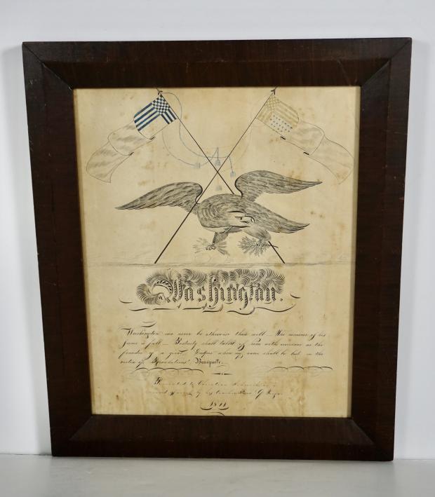 1811 Calligraphy Drawing With An Eagle And Flags