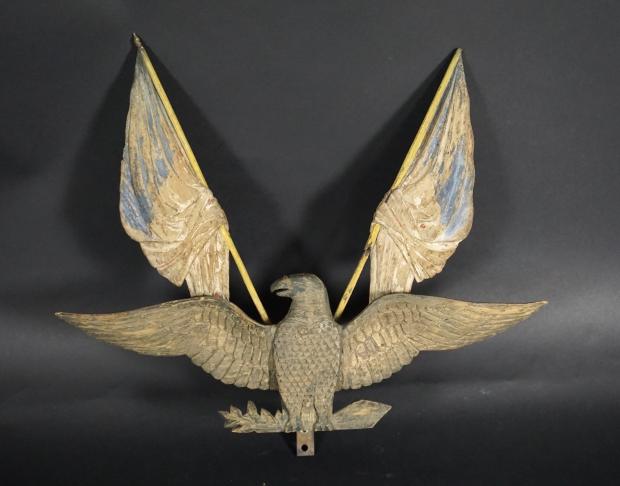 Carved and Polychrome Painted Eagle Plaque