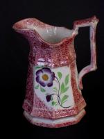 Red Spatterware Primrose Pattern Paneled Cream Pitcher