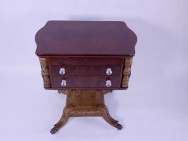 New York Sewing Table With Carved Shield Pedestal