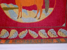 Large 1896 Horse Hooked Rug 