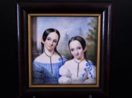 Fine Miniature Portrait of Sisters