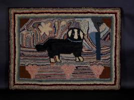 Fine Lancaster County Pictorial Hooked Rug Dated 1927