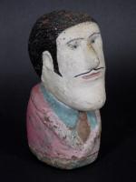 Folk Art Painted Composite Stone Bust