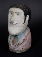 Folk Art Painted Composite Stone Bust