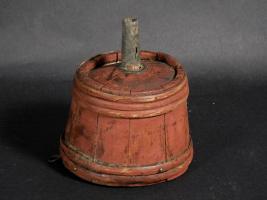 Wood and Pewter Funnel In Original Red Paint