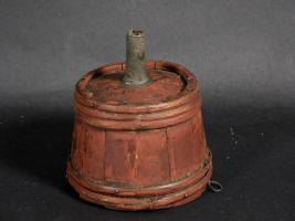 Wood and Pewter Funnel In Original Red Paint