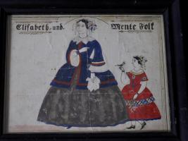 Folk Art Watercolor Of Elizabeth And Mente Folt