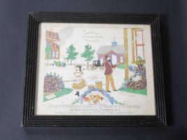 Folk Art Watercolor Of Whitman's Fountain Pump