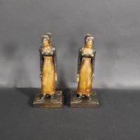 Pair Of English Carved And Painted Women