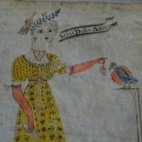 Folk Art Watercolor Of Miss Delia Ann