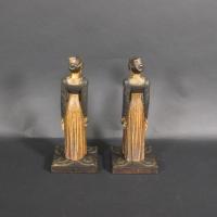 Pair Of English Carved And Painted Women