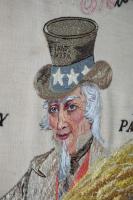 Flour Sack With Painted And Embroidered Uncle Sam 
