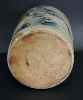 Exceptional Stoneware Crock With Folky Bird Decoration