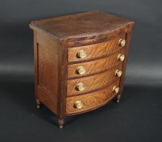 Miniature Sheraton Bow Front Chest Of Drawers