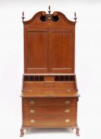 Cherry Bonnet-Top Desk and Bookcase 