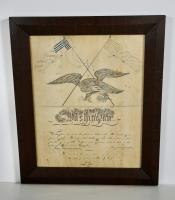 1811 Calligraphy Drawing With An Eagle And Flags