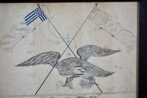 1811 Calligraphy Drawing With An Eagle And Flags