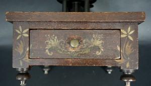 Walnut And Stencil Decorated Sewing Caddy