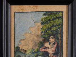 Folk Art Watercolor Of A Young Couple